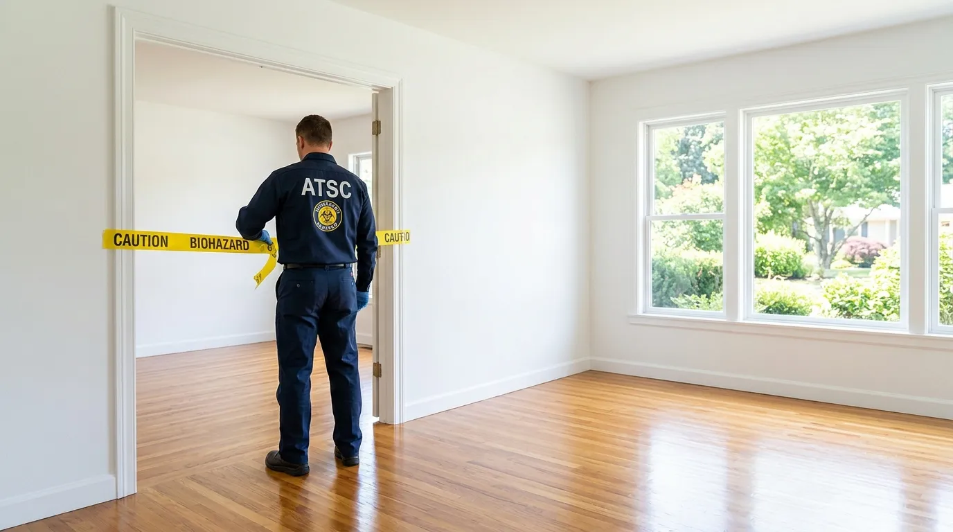 Certified biohazard cleanup crew performing Decomposition Cleanup in New Albany